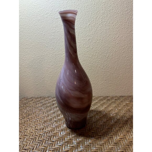 Vintage Ecoglass Spain Hand-Blown Swirled Glass Marble Vase - Picture 2 of 10
